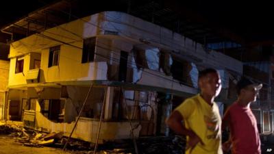 Damaged building after earthquake