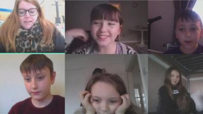 Teacher and pupils on a video call