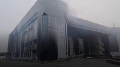 Burnt out president's residence in Almaty