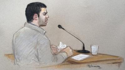 A court sketch of Nathan Matthews