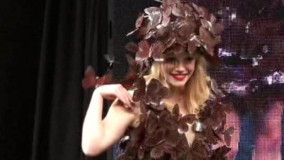 Chocolate dress on catwalk