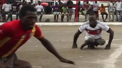 Skate soccer on the streets of Accra, Ghana