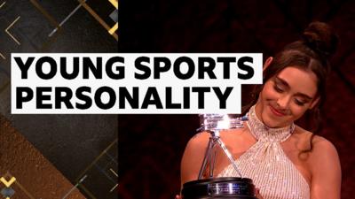 Jessica Gadirova accepting the award for Young Sports Personality of the Year 2022