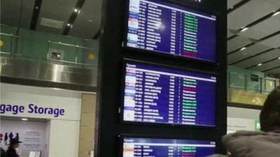 Flight arrivals board at St Petersburg Airport