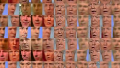 A montage of frames of BBC Click's Spencer Kelly and US President Donald Trump