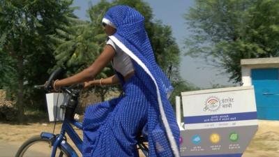 Woman in bike