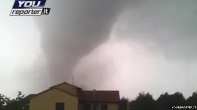 Still of tornado over Venice from youreporter.it
