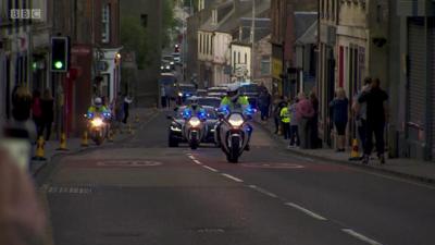 President Trump's motorcade in Maybole in Ayrshire