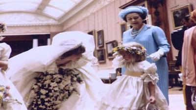 The Queen pictured with Princess Diana on her wedding day in 1981