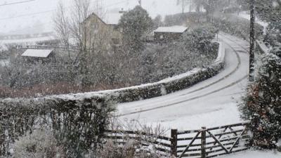 Snow in Llanuwchllyn, Gwynedd