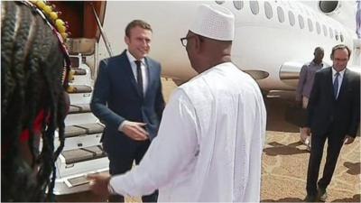 The new French president visited the West African country less than a week after taking office.