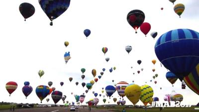 Hot air balloons going up