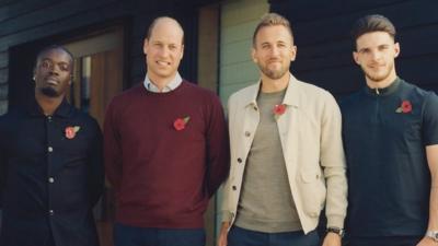 Prince William, Harry Kane, Declan Rice and Kelvyn Quagraine