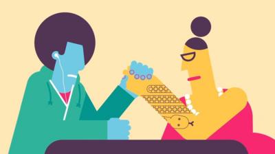 Illustration of two people having an arm wrestle