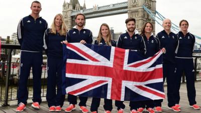 Sailors named for Team GB Rio 2016 Olympics holding British flag