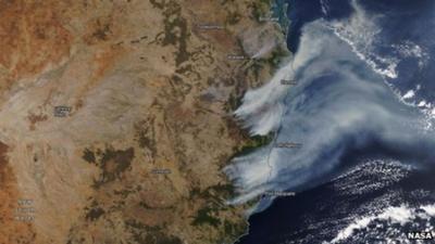 Australia satellite picture of bushfires