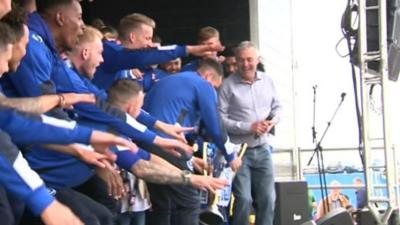 Portsmouth celebrate winning League Two title