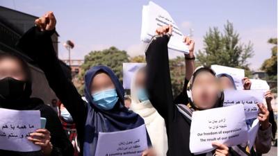 Women protesting in Kabul