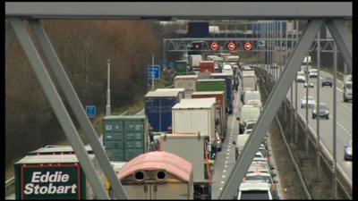 Traffic jam on the M6 motorway