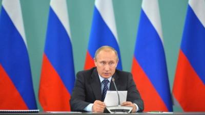 Vladimir Putin speaking at meeting of Russian sports federations