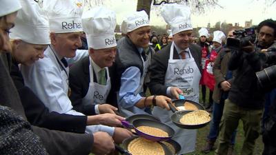 MPs at pancake race