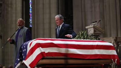 George W Bush delivers his eulogy to his father by describing their final conversation.