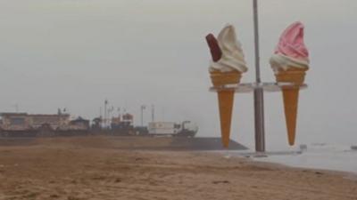 Ice creams being delivered by drone