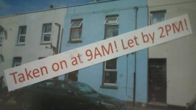 Sign showing home let within five hours