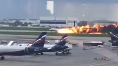 Plane on fire