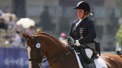 Angelika Trabert on a horse