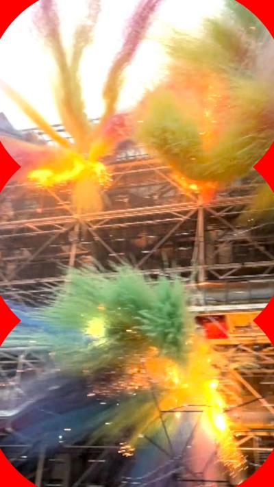 Colourful fireworks explode from exhibition venue 