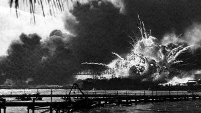 Pearl Harbour under attack by Japanese forces