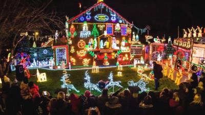 Christmas lights at a house in Brentry, Bristol