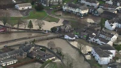 Aerial footage of flooding