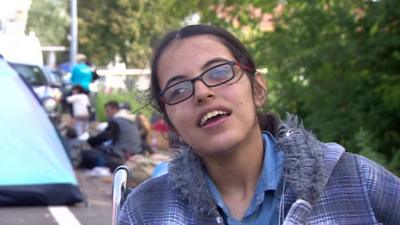 16 year old Norjean from Syria is travelling across Europe with her sisters.