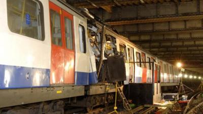 Train at Edgware Road after explosion on 7 July 2005