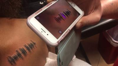 Mobile phone scanning the tattoo