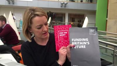 Laura Kuenssberg with the Labour manifesto