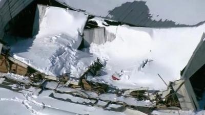 Airplane hangar roof collapse