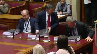 Health Minister Robin Swann leaving committee