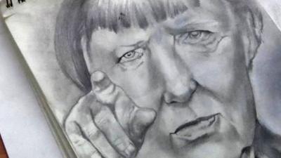 Sketch of Angela Merkel