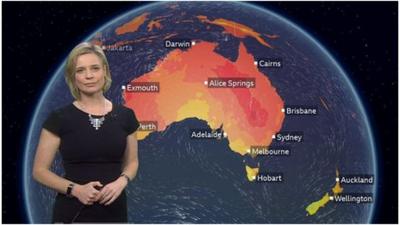 Sarah Keith-Lucas in front of map of Australia