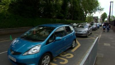 Traffic outside St Gregory's Catholic Academy, Stoke-on-Trent