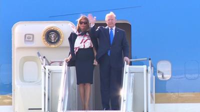 Trump and Melania land in the UK