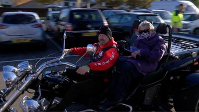 Woman on a Harley Davidson motorbike