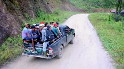 Gold miners on the island of Buru, Indonesia