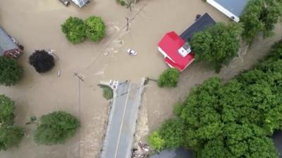 flooded streets in Vermont