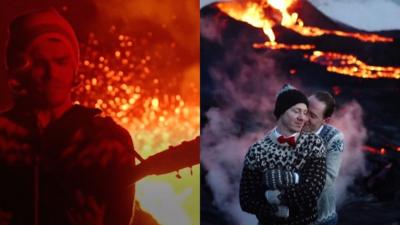 How an Icelandic band and a marriage ceremony made the most of spectacular scenes at Fagradalsfjall.