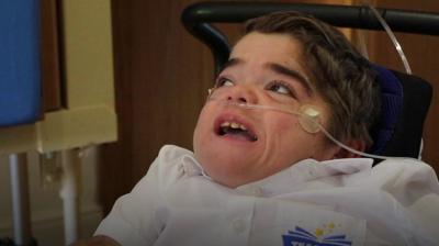 Jonathan Bryan, 12, from Wiltshire, was born with severe cerebral palsy which has made it difficult to communicate.