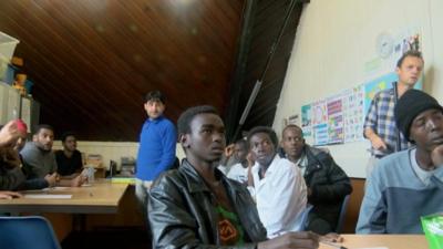 Refugees at a centre in Cardiff